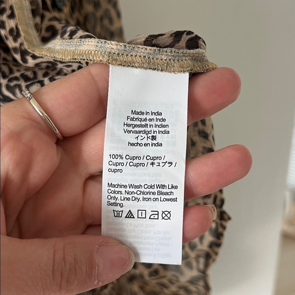 J. Crew Brown Leopard Print Sheer Button Down Shirt Size 14 - Picture 7 of 9